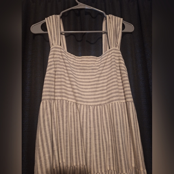 NWOT MADEWELL Sleeveless Striped Tiered Maxi Dress - Cream/Green - Picture 3 of 5